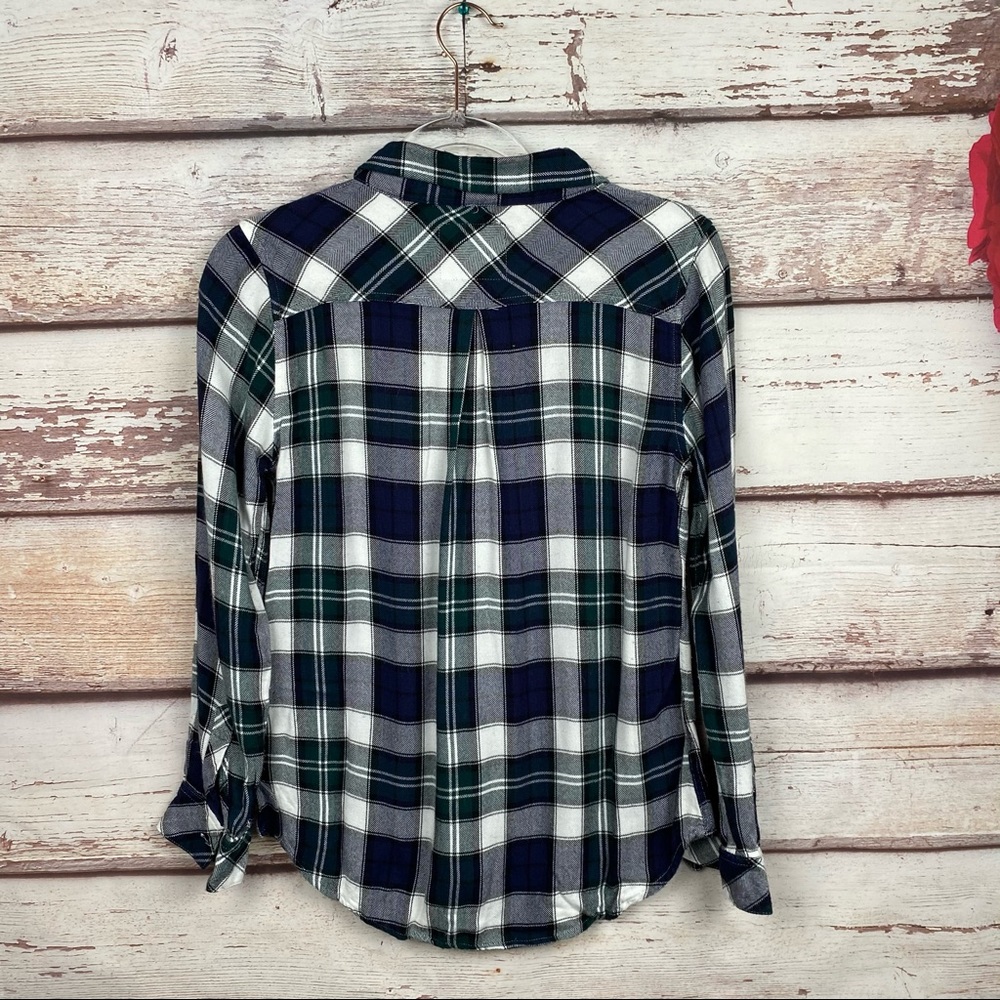 Rails Women’s Blue Checkered Plaid Button Blouse - image 8